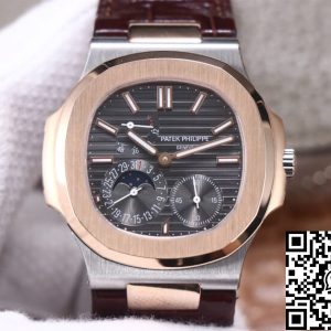 Replica Patek Philippe Nautilus 5712GR-001 1:1 Best Edition PF Factory Rose Gold Leather Belt