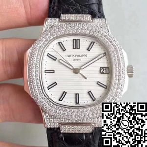 Replica Patek Philippe Nautilus Jumbo 5719/1G-001 1:1 Best Edition Swiss ETA324 White Dial