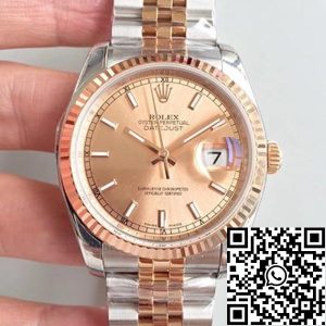 Replica Rolex Datejust 36mm 116234 AR Factory Mechanical Watches 1:1 Best Edition Swiss ETA3135 Rose Gold Dial