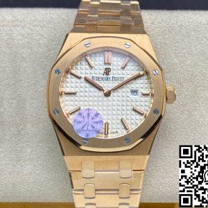 Replica Audemars Piguet Royal Oak 67650OR.OO.1261OR.01 1:1 Best Edition JF Factory White Dial Swiss Quartz