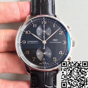 Replica IWC Portuguese Chronograph IW371447 ZF Factory 1:1 Best Edition Swiss ETA79350 Black Dial