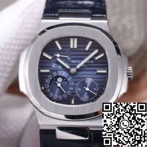 Replica Patek Philippe Nautilus 5712/1A-001 1:1 Best Edition PF Factory Blue Dial Leather Strap Swiss Movement