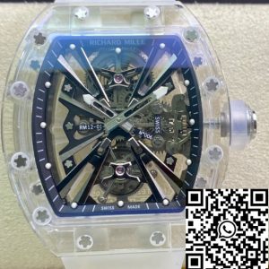 Replica Richard Mille RM12-01 1:1 Best Edition RM Factory Tourbillon Transparent Version White Strap