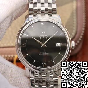 Replica Omega De Ville Prestige 424.10.37.20.01.001 MKS Factory Men Watches 1:1 Best Edition Swiss ETA9015 Black Dial Silver Marker