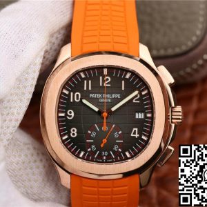 Replica Patek Philippe Aquanaut 5968A-001 1:1 Best Edition Rose Gold Orange Strap