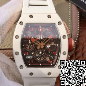 Replica Richard Mille RM011 KV Factory 1:1 Best Edition Swiss ETA7750 Crystal Dial With Red Paint On Marker