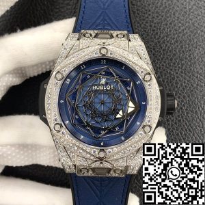 Replica Hublot Big Bang 1:1 Best Edition WWF Factory Full Diamond Blue Dial