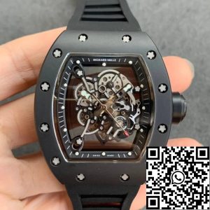 Replica Richard Mille RM055 1:1 Best Edition KV Factory V2 Black Ceramic Rubber Strap