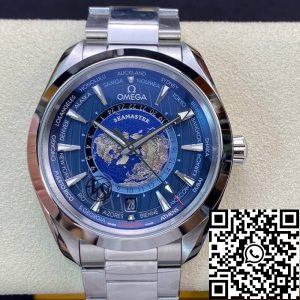 Replica Omega Seamaster Aqua Terra GMT Worldtimer 220.10.43.22.03.001 1:1 Best Edition VS Factory Blue Dial Swiss ETA8938