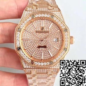 Replica Audemars Piguet Royal Oak 1:1 Best Edition Swiss ETA3120 Full Diamond Stainless Steel Bracelet