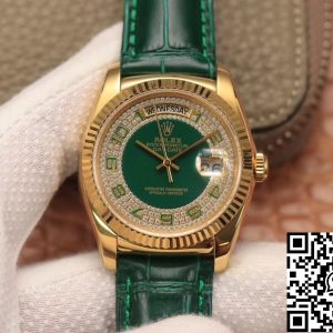 Replica Rolex Day-Date 118138 1:1 Best Edition green dial with diamonds Swiss ETA2836