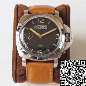Replica Panerai Luminor 1950 PAM127 ZF Factory 1:1 Best Edition Swiss ETA A6497 Brown Soft Tan Leather Strap
