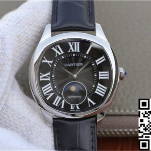 Replica Drive De Cartier Moonphase WGNM0009 1:1 Best Edition Stainless Steel Black Dial