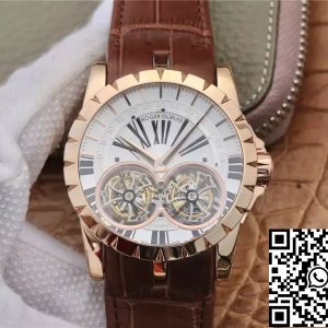 Replica Roger Dubuis Excalibur RDDBEX0249 1:1 Best Edition JB Factory Tourbillon White Dial