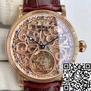 Replica Patek Philippe Tourbillon Sapphire 1:1 Best Edition Rose Gold Swiss Tourbillon