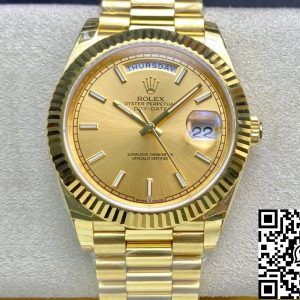 Replica Rolex Day-Date 40mm M228238-0003 EW Factory 1:1 Best Edition Swiss ETA3255 Gold Dial
