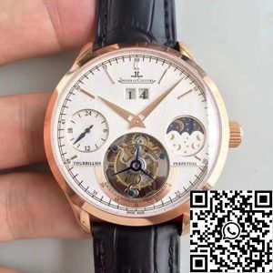 Replica Jaeger-LeCoultre Master Grande Tradition Tourbillon Men Watches 1:1 Best Edition Swiss Tourbillon 18K Rose Gold White Dial