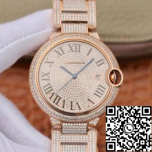 Replica Ballon Bleu De Cartier W69006Z2 42mm TW Factory 1:1 Best Edition Full Diamond Rosegold Swiss ETA 2824