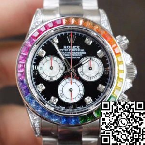 Replica Rolex Daytona Cosmograph Rainbow 116595RBOW BL Factory 1:1 Best Edition Swiss ETA4130 Black Dial