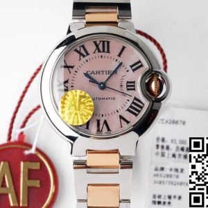 Replica Ballon Bleu De Cartier 33MM W6920070 1:1 Best Edition AF Factory Pink Dial