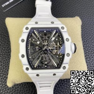 Replica Richard Mille RM12-01 Tourbillon 1:1 Best Edition RM Factory White Rubber Strap