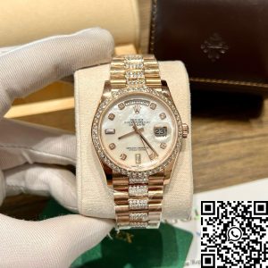Rolex Day-Date M128345RBR-0030 Mother of Pearl 1:1 Best Edition custom 18k and moissanite